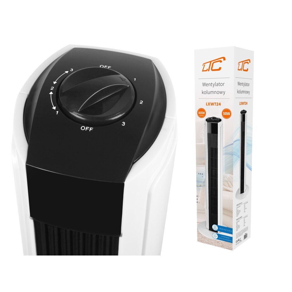 Tower Fan 82cm, 50W black-white цена и информация | Ventiliatoriai | pigu.lt