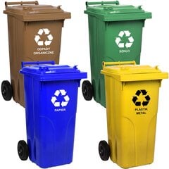 Atliekų konteinerių komplektas - 120l geltona, mėlyna, žalia, ruda kaina ir informacija | Šiukšliadėžės | pigu.lt