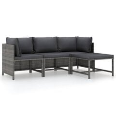 Lauko sofa vidaXL, 4 dalių, pilka цена и информация | Садовые стулья, кресла, пуфы | pigu.lt