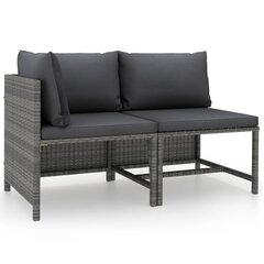 Lauko sofa vidaXL, 2 dalių, pilka цена и информация | Садовые стулья, кресла, пуфы | pigu.lt