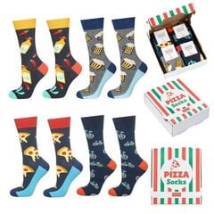Soxo moteriškų kojinių komplektas picų dėžutėje už dovaną, 4 poros, 40-45 цена и информация | Originalios kojinės | pigu.lt