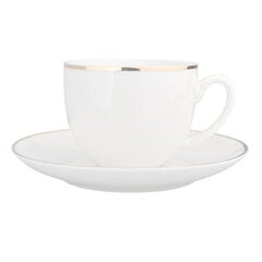 Bella Golden Line porcelianinis puodelis su lėkštute, 200ml, kreminis kaina ir informacija | Taurės, puodeliai, ąsočiai | pigu.lt
