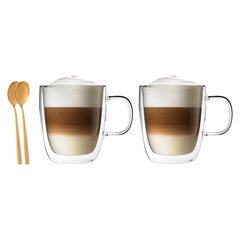 Andrejas 2 terminiai puodeliai, 350ML + 2 auksiniai šaukšteliai kaina ir informacija | Taurės, puodeliai, ąsočiai | pigu.lt