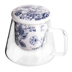 Elisabeth stiklinis puodelis su porceliano infuzija ir dangčiu, 300 ML kaina ir informacija | Taurės, puodeliai, ąsočiai | pigu.lt