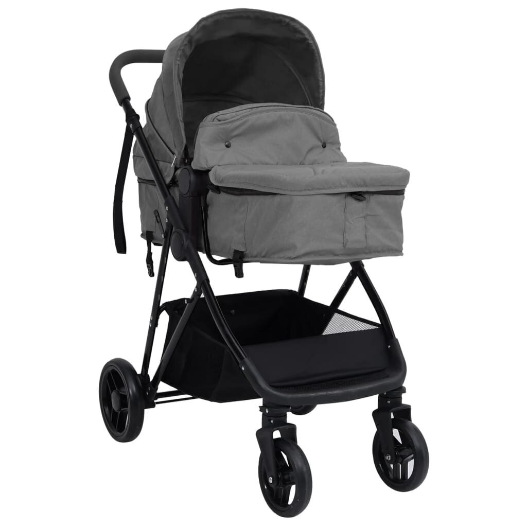 Vaikiškas vežimėlis 2-1, šviesiai pilkas/juodas, plienas цена и информация | Vežimėliai | pigu.lt