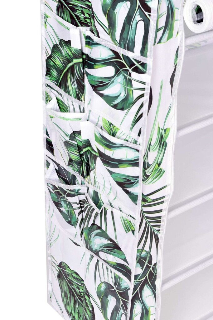 MONA Monstera tekstilinė batų spintelė balta ir žalia kaina ir informacija | Spintos | pigu.lt