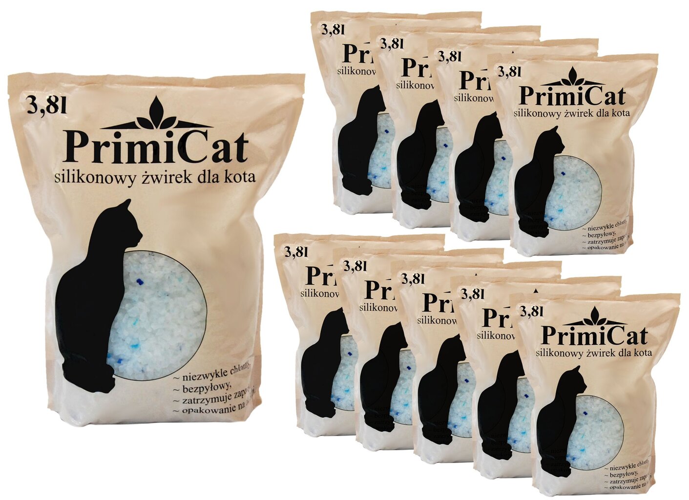 PrimiCat silikoninis kačių kraikas 10 x 3,8L 38 litrai цена и информация | Kraikas katėms | pigu.lt