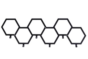 Вешалка для одежды HEX с 6 черными крючками цена и информация | Вешалки для одежды | pigu.lt