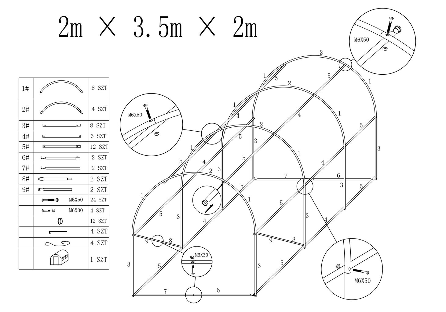 Arkinis šiltnamis Aurea 2x3,5 m kaina ir informacija | Šiltnamiai | pigu.lt