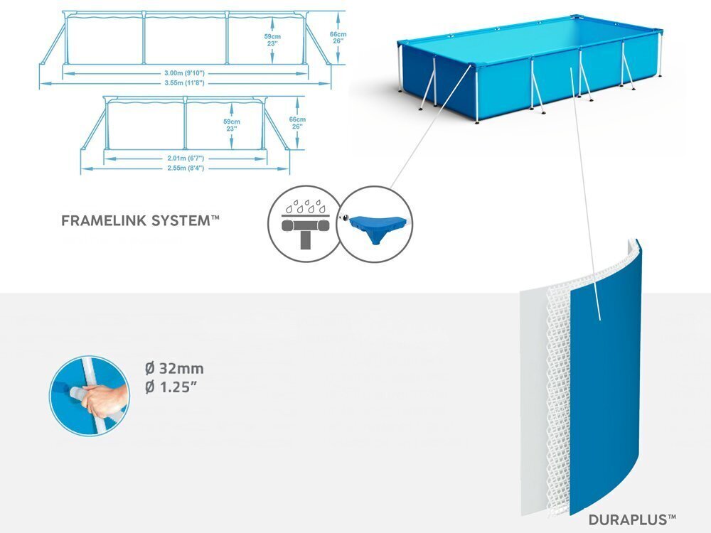 Baseinas Bestway Steel Pro, 300x201x66 cm kaina ir informacija | Baseinai | pigu.lt