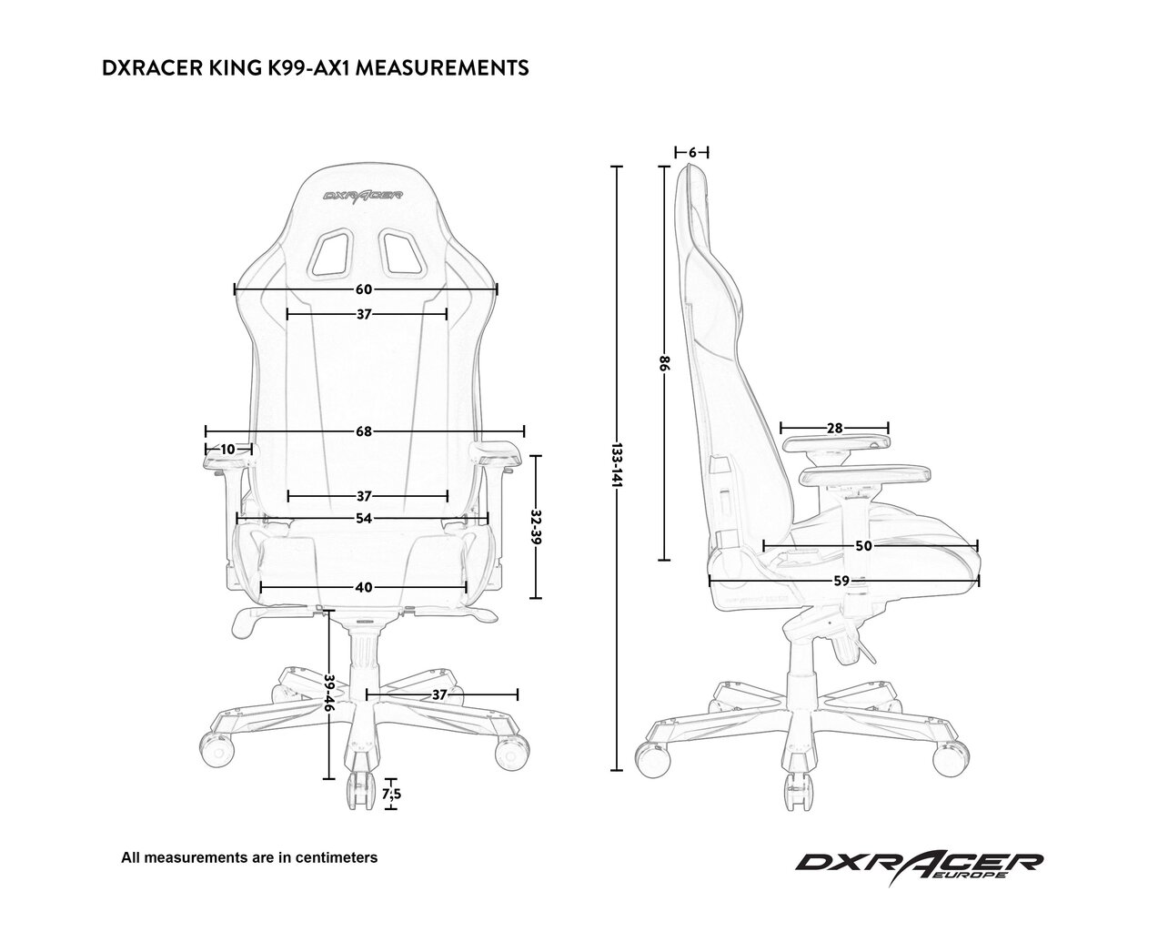 DXRACER KING K99-NR juoda/raudona ergonominė kėdė kaina ir informacija | Biuro kėdės | pigu.lt