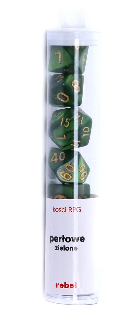 Perliniai kauliukai Rebel RPG Dice Set - Pearl - Green kaina ir informacija | Stalo žaidimai, galvosūkiai | pigu.lt