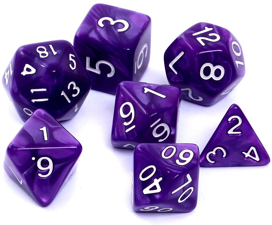 Perliniai kauliukai Rebel RPG Dice Set - Pearl - Violet kaina ir informacija | Stalo žaidimai, galvosūkiai | pigu.lt