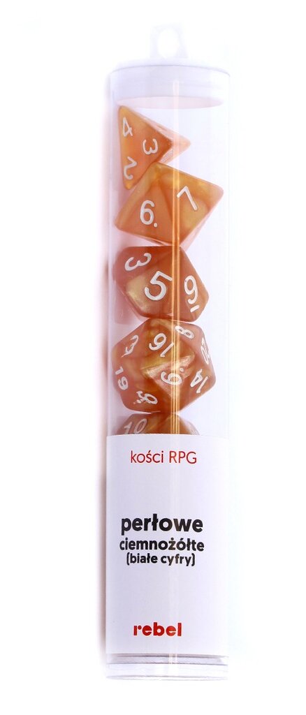 Perliniai kauliukai Rebel RPG Dice Set - Pearl - Dark Yellow kaina ir informacija | Stalo žaidimai, galvosūkiai | pigu.lt