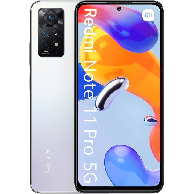 Xiaomi Redmi Note 11 Pro 5G Dual SIM 6/128GB,MZB0AVWEU Polar White цена и информация | Mobilieji telefonai | pigu.lt