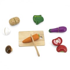 Žaislinės medinės pjaustomos daržovės dėžutėje Viga kaina ir informacija | Žaislai mergaitėms | pigu.lt