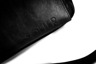 Vyriška odinė rankinė kompiuteriui Solier Rothen SL30 - Juoda kaina ir informacija | Kuprinės ir krepšiai | pigu.lt