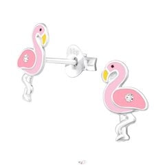 Sidabriniai auskarai su emalio spalvomis, rožinis Flamingo A4S43170 kaina ir informacija | Aksesuarai vaikams | pigu.lt