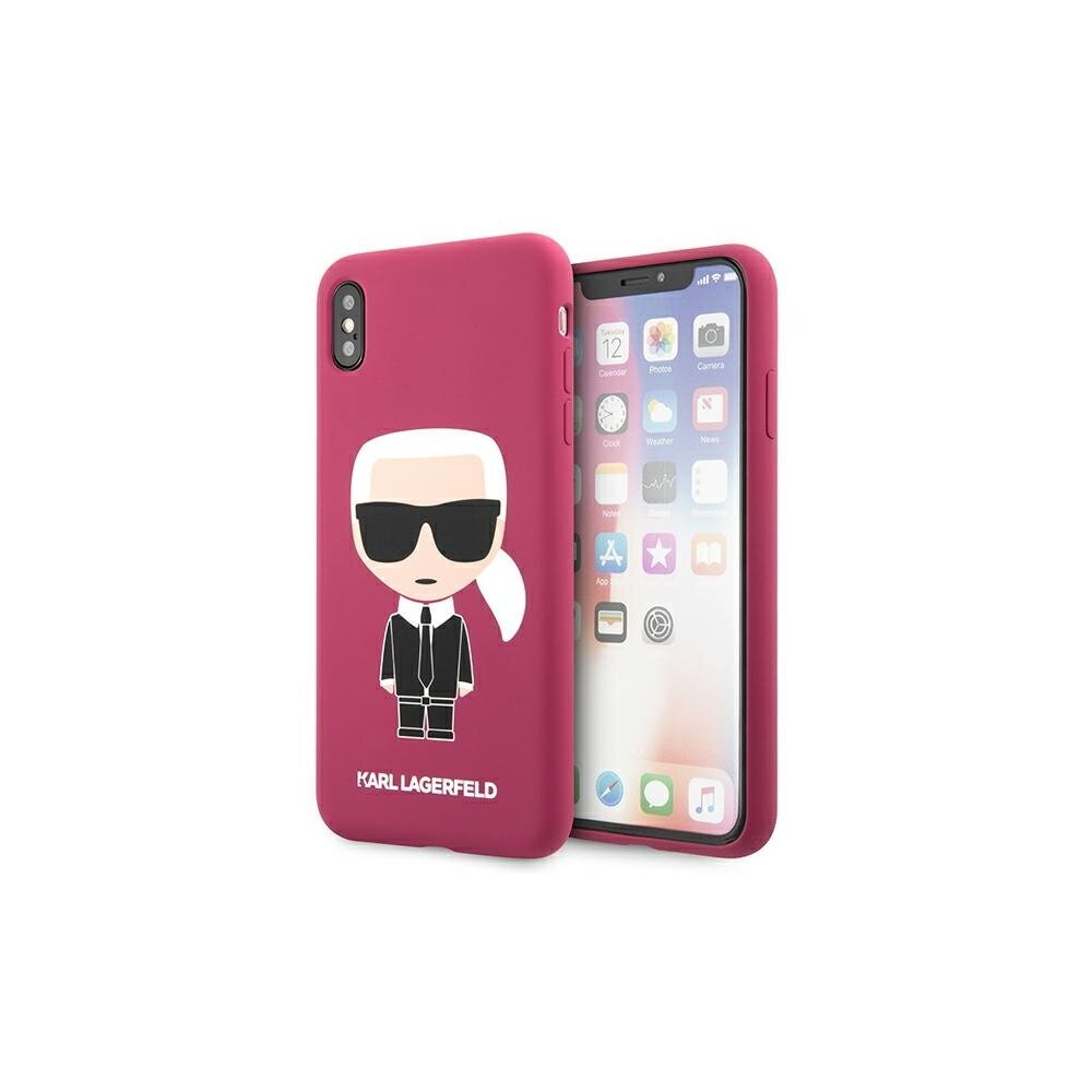 Чехол Karl Lagerfeld для iPhone X / XS KLHCPXSLFKFU hard case fushia  Silicone Iconic цена | pigu.lt