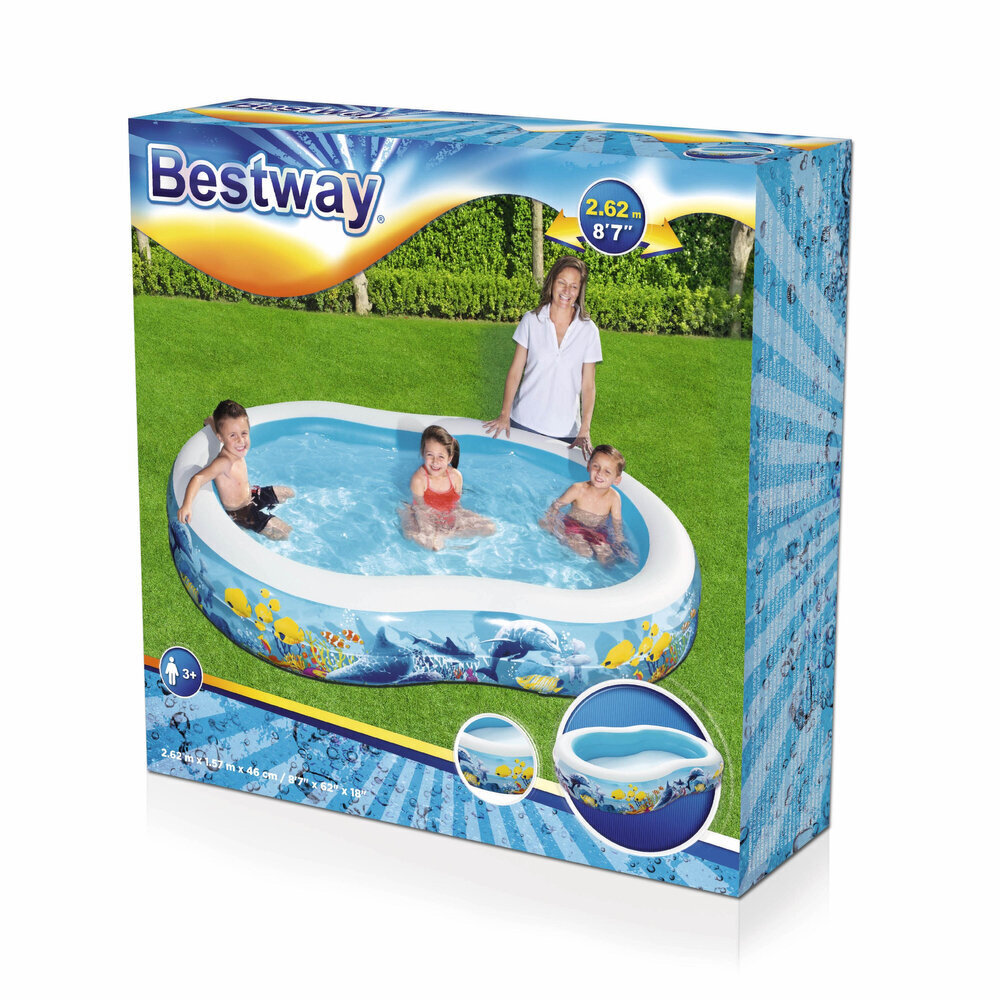 Pripučiamas baseinas su jūrų gyvūnais Bestway, 262 x 157 x 46 cm kaina ir informacija | Baseinai | pigu.lt