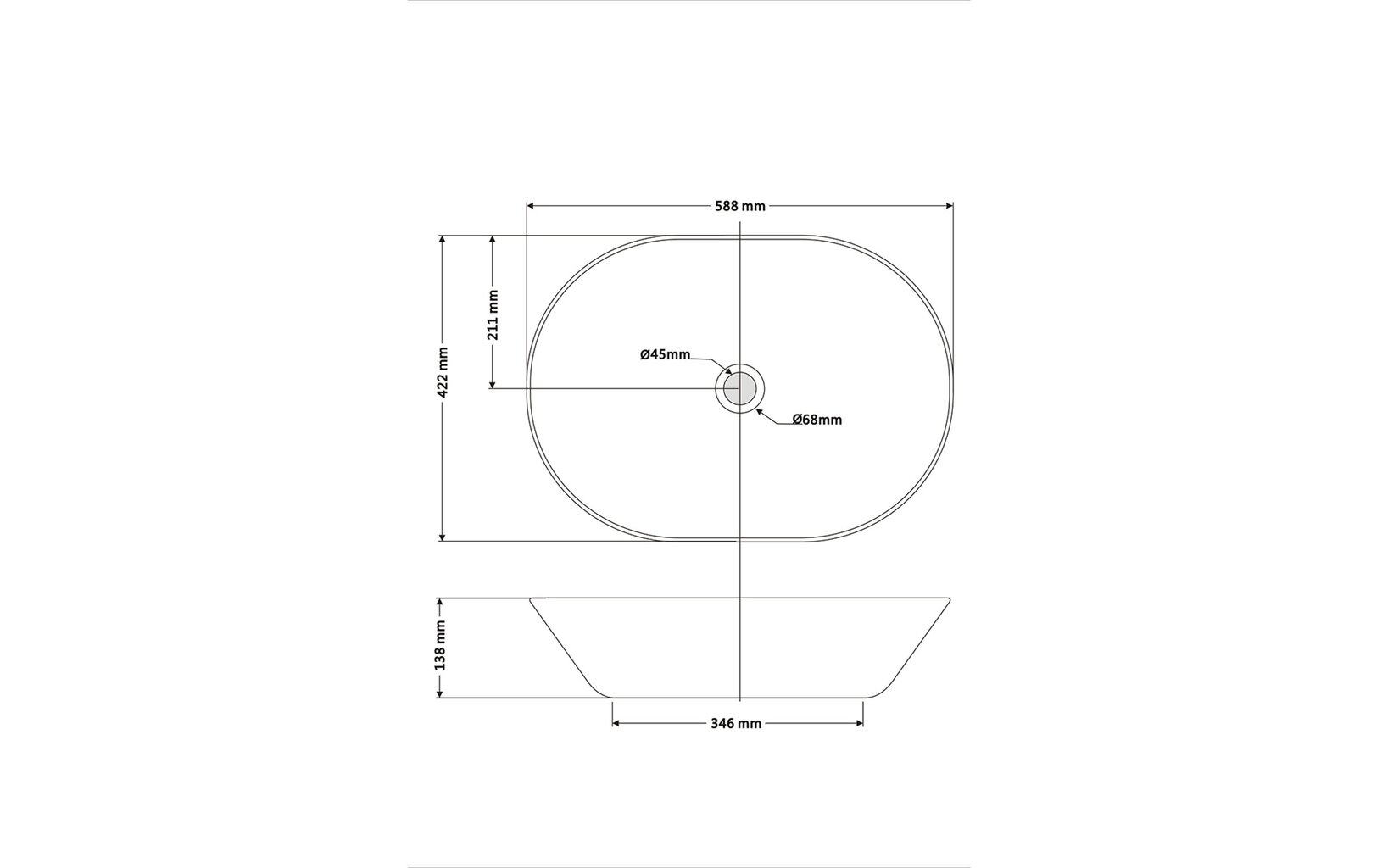 Keramikinė kriauklė Bathco, 590x420x140mm kaina ir informacija | Praustuvai | pigu.lt