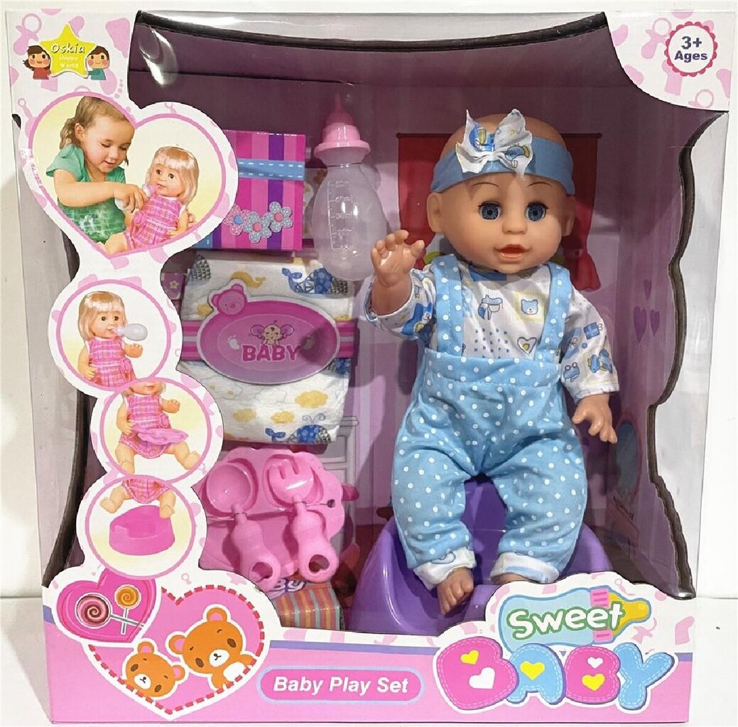 Interaktyvi lėlė su naktipuodžiu 983, 30 cm kaina ir informacija | Žaislai mergaitėms | pigu.lt