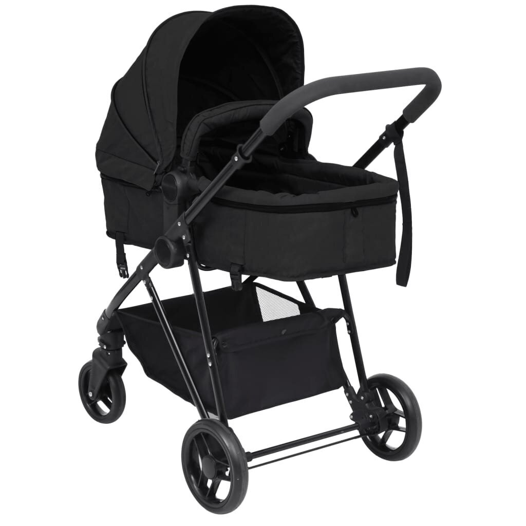 Vaikiškas vežimėlis 3-1, antracito ir juodos spalvos, plienas kaina ir informacija | Vežimėliai | pigu.lt