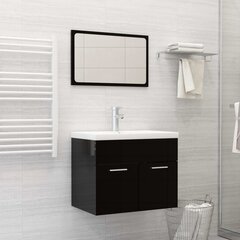 Vonios kambario baldų komplektas, juodas, mdp, ypač blizgus kaina ir informacija | Vonios komplektai | pigu.lt
