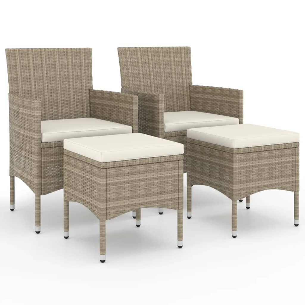 Lauko baldų komplektas vidaXL, smėlio spalvos kaina ir informacija | Lauko kėdės, foteliai, pufai | pigu.lt