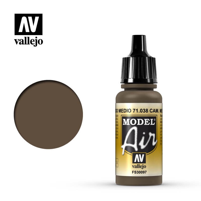 Camouflage Medium Brown 17 ml. Model Air 71038 Vallejo kaina ir informacija | Piešimo, tapybos, lipdymo reikmenys | pigu.lt