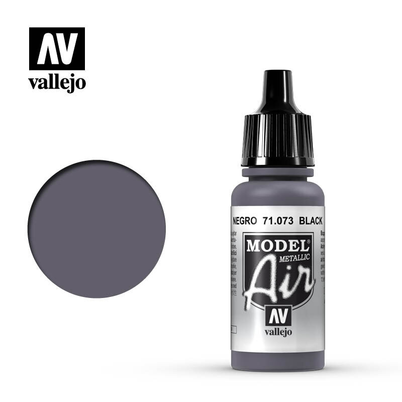 Black Metallic 17 ml. Model Air Vallejo 71073 kaina ir informacija | Piešimo, tapybos, lipdymo reikmenys | pigu.lt