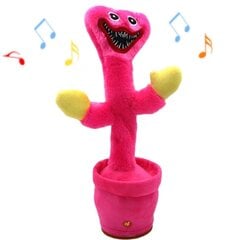 Мягкая танцующая, поющая и повторяющая игрушка в виде кактуса "Huggy Wuggy, Kissy Missy", розовый цена и информация | Прикольные подарки | pigu.lt