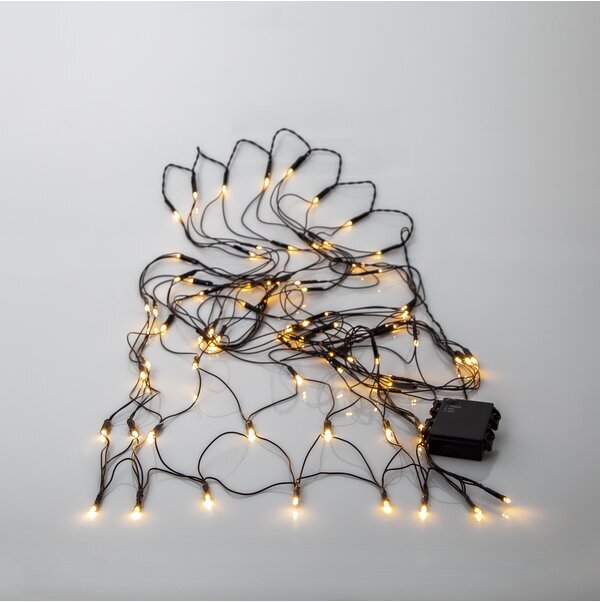 Kalėdinė lemputė - tinklo 80LED su 0,8 × 1,5 m šiltai baltos spalvos baterijomis kaina ir informacija | Girliandos | pigu.lt