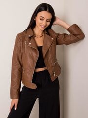 Байкерская куртка из эко-кожи, коричневая цена и информация | Женские куртки | pigu.lt