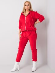 Женский велюровый комплект больших размеров, красный  цена и информация | Женские костюмы | pigu.lt