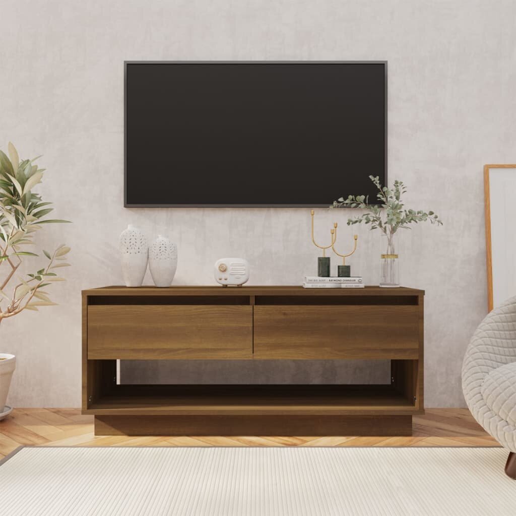 vidaXL Televizoriaus spintelė, rudos ąžuolo spalvos, 102x41x44cm, MDP kaina ir informacija | TV staliukai | pigu.lt