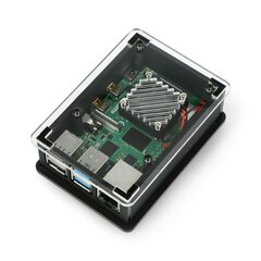Akrilinis dėklas su 5V aušinimo ventiliatoriumi, skirtas Raspberry Pi 4 - juodas - PiHut TPH-001 kaina ir informacija | Atviro kodo elektronika | pigu.lt