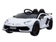 Lamborghini Aventador 12v su muzikos moduliu, balta kaina ir informacija | Elektromobiliai vaikams | pigu.lt