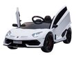 Lamborghini Aventador 12v su muzikos moduliu, balta kaina ir informacija | Elektromobiliai vaikams | pigu.lt