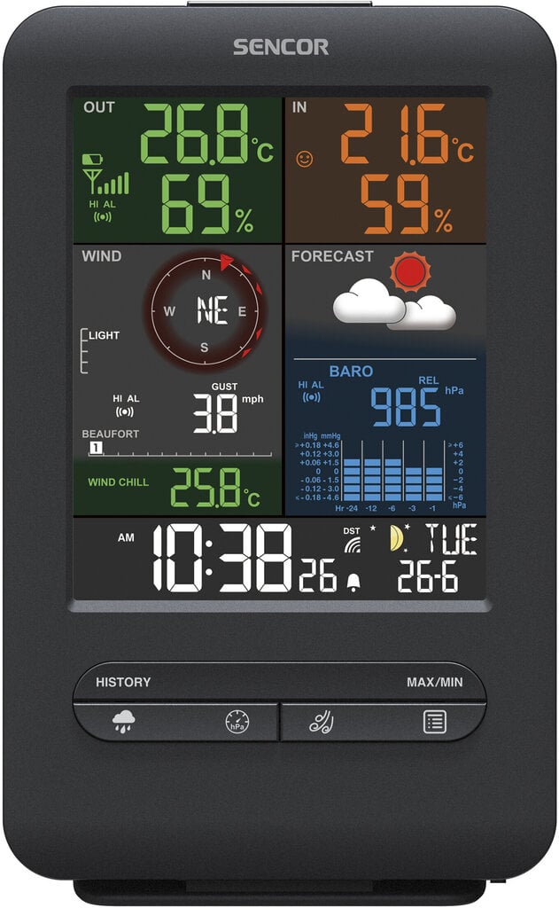 Profesionali orų stotelė Sencor SWS 9300, 5in1 kaina ir informacija | Meteorologinės stotelės, termometrai | pigu.lt