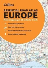 Collins Essential Road Atlas Europe: A4 Paperback New Edition kaina ir informacija | Užsienio kalbos mokomoji medžiaga | pigu.lt