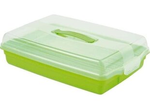 Контейнер для перевозки тортов прямоугольный 45x29,5x11,1cм, зеленый цена и информация | Посуда для хранения еды | pigu.lt