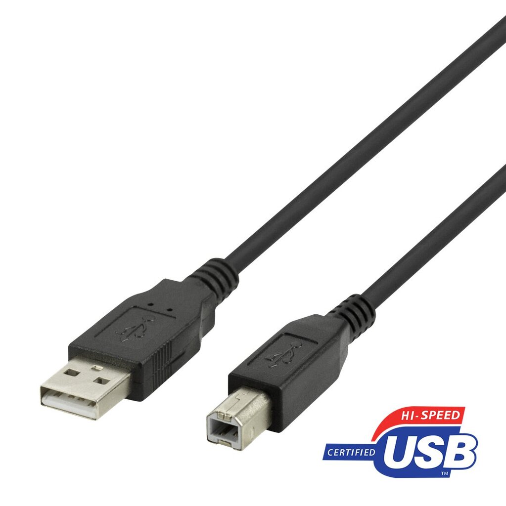 Deltaco, USB-B/USB-A, 1 m kaina ir informacija | Kabeliai ir laidai | pigu.lt