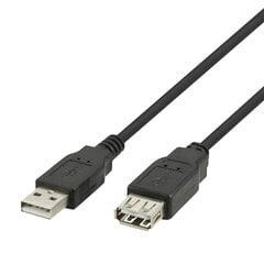 Deltaco, USB-A, 1 m kaina ir informacija | Kabeliai ir laidai | pigu.lt