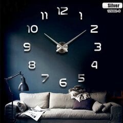 Большие настенные часы 80-120 см, серебро цена и информация | Часы | pigu.lt