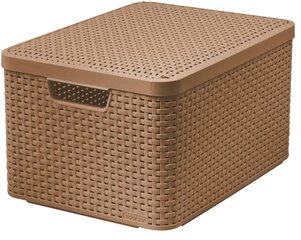 Коробка с крышкой Style L 43,6x32,6x23cм, темно-коричневая цена и информация | Тумба с ящиками Versa | pigu.lt