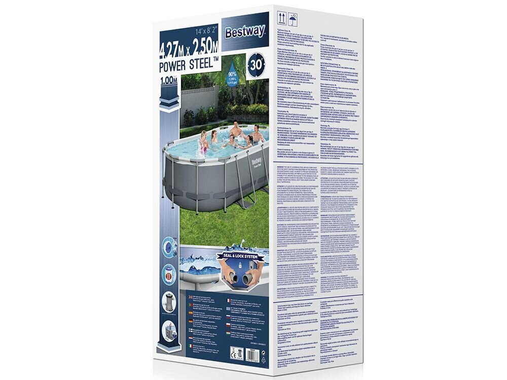 Baseinas Bestway Power Steel, 427x250x100 cm, su filtru kaina ir informacija | Baseinai | pigu.lt