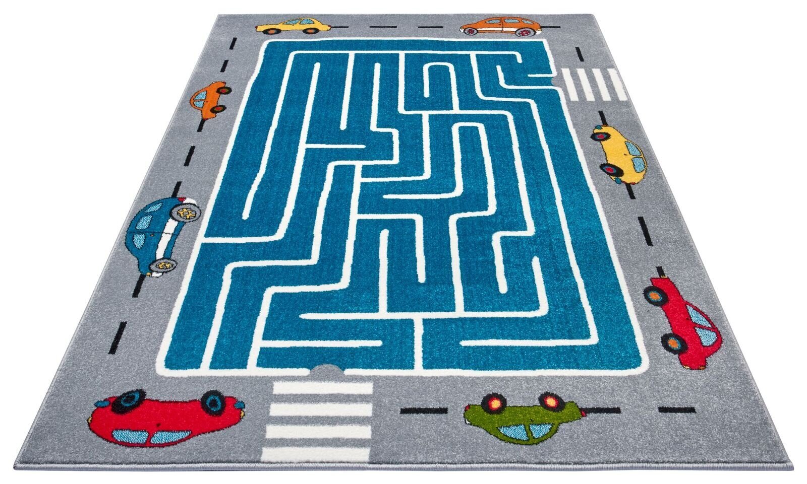 Hanse Home vaikiškas kilimas Labyrinth Race, mėlynai baltas, 80x150 cm kaina ir informacija | Kilimai | pigu.lt