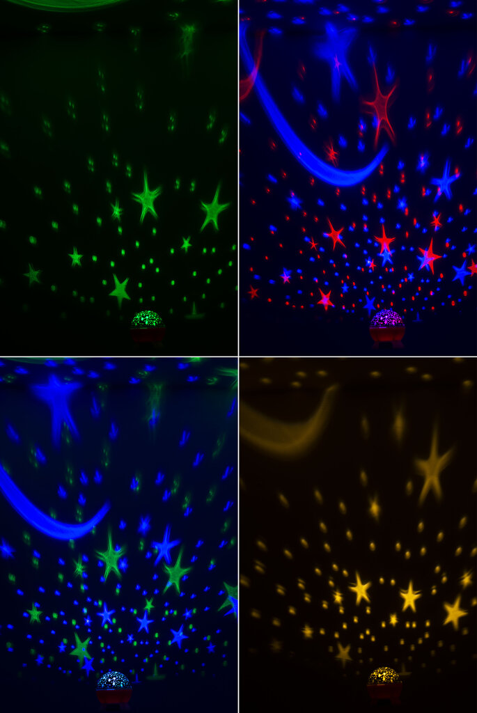 LED žvaigždžių projektorius 3in1 Rožinė kaina ir informacija | Vaikiški šviestuvai | pigu.lt
