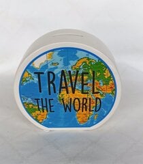 Keramikinė taupyklė Travel the world, mėlyna kaina ir informacija | Originalios taupyklės | pigu.lt